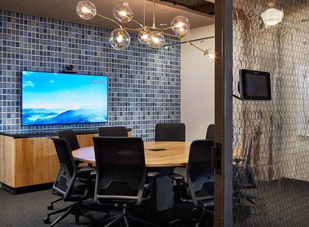 Archetype Glass' custom glass partition walls and custom glass railings at our confidential Chicago client's corporate office