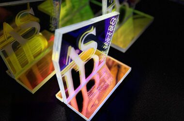 The NY ASID trophy, created by custom laminated glass manufacturer Archetype Glass